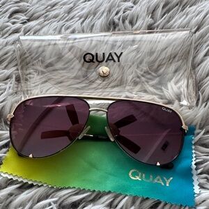 Quay Australia Gold Frame Sunglasses with Purple Lenses